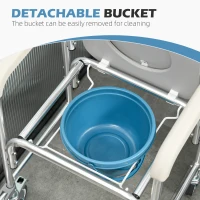 HOMCOM 3-in-1 Shower Commode Wheelchair, Transport Beside Commode Chair with Padded Seat for the Elderly, Disabled(m-4)