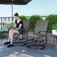 Outsunny Set of 2 Rattan Patio Glider, Wicker Outdoor Glider Swivel Chair with Steel Frame, High Back for Backyard Porch, Grey(m-1)