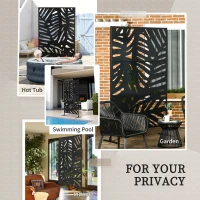 Outsunny Freestanding Outdoor Privacy Screen, Decorative Metal Outdoor Divider with Stand for Garden, Backyard, Deck, Pool, Black(m-6)