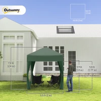 Outsunny 6.6'x6.6' Pop Up Canopy Tent with Sidewalls, Instant Sun Shelter Camping Gazebo with Carry Bag, for Outdoor, Garden, Patio, Green(m-3)
