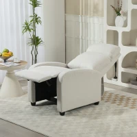 HOMCOM Manual Recliner Sofa Home Theater Seating, Single Reclining Sofa Chair with Padded Seat for Living Room, Cream White(m-8)