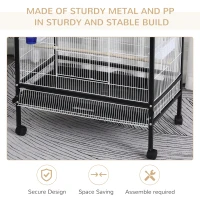 PawHut Bird Cage Conure Parrot Budgie Cage with Bird Perch & Wheels, Black and White(m-6)