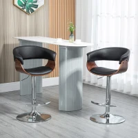 HOMCOM Counter Height Bar Stools Set of 2, Height Adjustable Swivel Barstools, PU Leather Bar Chairs with Arms and Footrest, Black(m-1)