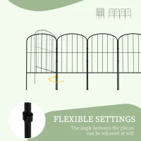Outsunny 4 Pack Garden Fencing Border, Decorative Fence 4 Panels, Flower Edging Animal Barrier for Outdoor, Patio, Arched, Black(m-5)