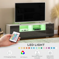 HOMCOM TV Stand for TVs up to 60", TV Unit with LED Lights, Storage Shelves and Cupboards, 53.9" x 13.8" x 16.5", Grey(m-5)