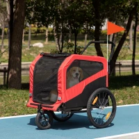 Aosom 2-in-1 Dog Bike Trailer for Large Dogs, Red(m-8)