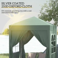 Outsunny 6.6'x6.6' Pop Up Canopy Tent with Sidewalls, Instant Sun Shelter Camping Gazebo with Carry Bag, for Outdoor, Garden, Patio, Green(m-5)