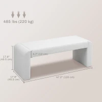 HOMCOM Upholstered Bedroom Bench, Boucle End of Bed Bench, Modern U-Shaped Entryway Bench, 47 x 18 x 18 Inches, White(m-3)