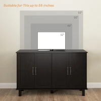 HOMCOM Kitchen Sideboard Cabinet with 4 Barn Doors and 2 Adjustable Shelves, Buffet Table for Living Room, Hallway, Black(m-6)