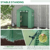 Outsunny Walk-in Mini Greenhouse with Mesh Door & Windows, Portable Garden Green House with 3 Tier Shelves, Water & UV Resistant PE Cover, Green(m-7)