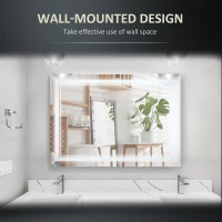 kleankin 24" x 32" LED Bathroom Mirror, Dimmable Lighted Anti Fog Wall-Mounted Mirror, with 3 Colour, Smart Touch, Plug-in, Vertical or Horizontal Hanging(m-4)