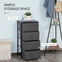 HOMCOM Linen Drawer Cabinet Organizer Storage Dresser Tower with 4 Removable Drawer Metal Frame Adjustable Feet for Living Room, Kitchen, Bathroom, Black(m-4)