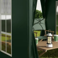 Outsunny 6.6'x6.6' Pop Up Canopy Tent with Sidewalls, Instant Sun Shelter Camping Gazebo with Carry Bag, for Outdoor, Garden, Patio, Green(m-10)