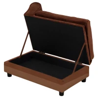 PawHut Pet Sofa Dog Couch Chaise Lounge Pet Bed with Storage Function Small Sized Dog Various Cat Sponge Cushioned Bed Lounge, Brown(m-10)