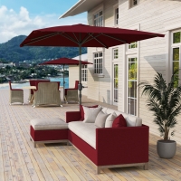 Outsunny 6.6x9.6ft Rectangle Aluminum Tilt Patio Umbrella, Garden Market Parasol, Outdoor Sunshade Canopy with Crank, Wine Red