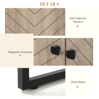 HOMCOM Sideboard Buffet Cabinet with 2 Adjustable Shelves and Steel Base, TV Stand, Coffee Bar Cabinet for Living Room, Oak(m-9)