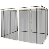 Outsunny Replacement Mosquito Netting for Gazebo 10' x 10' Black Screen Walls for Canopy with Zippers for Parties and Outdoor Activities, Cream White(m-11)