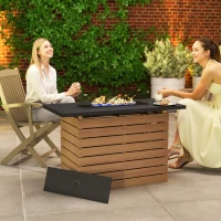 Outsunny 43" Propane Fire Pit Table 50,000 BTU Outdoor Gas Fire Table with Glass Wind Guard, Waterproof Cover(m-8)