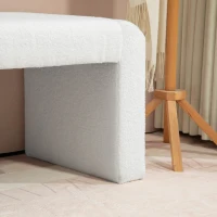 HOMCOM Upholstered Bedroom Bench, Boucle End of Bed Bench, Modern U-Shaped Entryway Bench, 47 x 18 x 18 Inches, White(m-9)