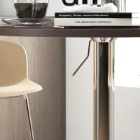 HOMCOM High Top Bar Table, Adjustable Round Kitchen Table with Swivel Top and Steel Base, Bistro Table for 2 People, Walnut(m-9)