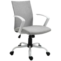Vinsetto Linen Mid Back Office Chair With Tilt Function, Swivel Computer Chair, Light Grey(m-11)