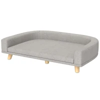 PawHut Dog Sofa for Large Dogs with Washable Cover, Anti-slip Foot Pads, Grey(m-2)