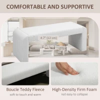 HOMCOM Upholstered Bedroom Bench, Boucle End of Bed Bench, Modern U-Shaped Entryway Bench, 47 x 18 x 18 Inches, White(m-4)