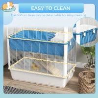 PawHut Large Hamster Cage with Accessories, Rat Cage Gerbil Habitat with Detachable Bottom, Ramps, Platform, Food Bowl, Water Bottle, 31" x 18" x 35"(m-7)