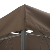 Outsunny 13' x 10' Gazebo Replacement Canopy, 2 Tier Top Roof Garden Pavilion UV Cover, Brown (TOP ONLY)(m-10)