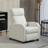HOMCOM Manual Recliner Sofa Home Theater Seating, Single Reclining Sofa Chair with Padded Seat for Living Room, Cream White(m-7)