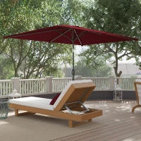 Outsunny 6.6x9.6ft Rectangle Aluminum Tilt Patio Umbrella, Garden Market Parasol, Outdoor Sunshade Canopy with Crank, Wine Red(m-10)