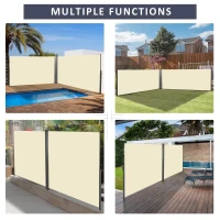 Outsunny 236" x 71" Outdoor Privacy Wall, Double Retractable Side Awning, Patio Screen for Garden, Balcony, Cream White(m-9)