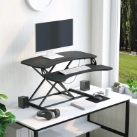 Vinsetto Standing Desk Converter 33 Inches Stand up Desk Riser, Height Adjustable Home Office Table with Keyboard Tray for PC Computer Laptop Black(m-1)