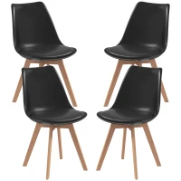 HOMCOM Modern Dining Table Chairs Set of 4, Rubber Wood Kitchen Table Chairs with PU Leather Cushion for Living Room, Bedroom(m-2)
