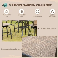 Outsunny 5 Pieces Patio Furniture Set, Outdoor Garden Conversation Set with Tempered Glass Table, 4 Swivel Chairs and Umbrella Hole, Brown(m-6)