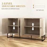 HOMCOM Sideboard Buffet Cabinet with 2 Adjustable Shelves and Steel Base, TV Stand, Coffee Bar Cabinet for Living Room, Oak(m-5)