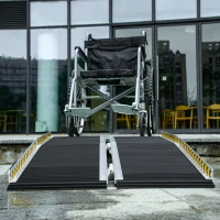 HOMCOM 5ft Wheelchair Ramp Scooter Mobility Non-Skid PVC Layering Portable Foldable Aluminium(m-7)