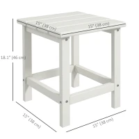 Outsunny Side Table, Square Patio End Table, Weather Resistant 15" Outdoor HDPE Table for Porch, Balcony, White(m-3)
