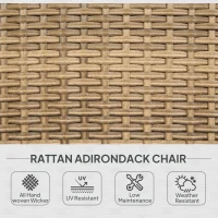 Outsunny Patio Adirondack Chair with Rattan Wicker, Soft Cushions, Tall Curved Backrest for Deck or Garden, Charcoal Gray(m-4)