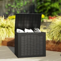 Outsunny 28 Gallon Deck Box, Resin Outdoor Storage Box with Handles, Waterproof and UV Resistant Storage Container(m-8)