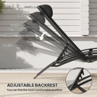 Outsunny Patio Lounge Chair, Aluminum Reclining Outdoor Tanning Chair with 5-Level Adjustable Backrest, Head Pillow and Breathable Mesh Fabric, for Pool, Deck, Garden, Black(m-4)