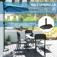 Outsunny 9ft Half Round Umbrella Outdoor Patio Garden Balcony Parasol Window Sun Shade w/ 5 Ribs, Light Blue(m-5)