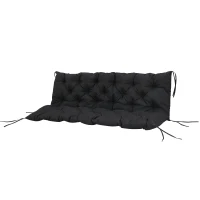 Outsunny 59" x 38" Tufted Bench Cushion for Outdoor Furniture, 3-Seater Replacement for Swing Chair, Patio Sofa/Couch, Black(m-11)