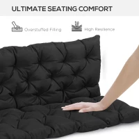 Outsunny 59" x 38" Tufted Bench Cushion for Outdoor Furniture, 3-Seater Replacement for Swing Chair, Patio Sofa/Couch, Black(m-5)