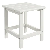 Outsunny Side Table, Square Patio End Table, Weather Resistant 15" Outdoor HDPE Table for Porch, Balcony, White(m-2)