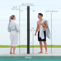 Outsunny 9.2 Gallon Slolar Heated Outdoor Shower, 7.1ft with 2 Free-Rotating Shower Heads & Foot Showers for Poolside Beach Spa(m-3)