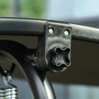 Outsunny 3-Person Porch Swing with Stand, Outdoor Swing for Patio Porch with Adjustable Tilt Canopy and Comfortable Swing Bench-Style Seat, Steel Frame, Gray(m-9)