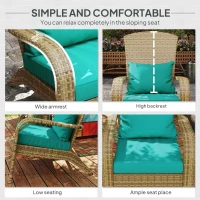 Outsunny Patio Adirondack Chair with Rattan Wicker, Soft Cushions, Tall Curved Backrest for Deck or Garden, Sky Blue(m-5)