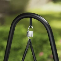 Outsunny Rattan Hammock Chair with Stand Included, Hanging Swing Chair with Stand and Seat Cushion, Light Grey(m-9)