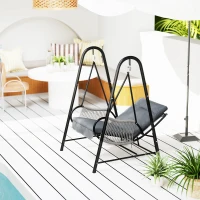 Outsunny Rattan Hammock Chair with Stand Included, Hanging Swing Chair with Stand and Seat Cushion, Light Grey(m-8)